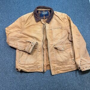 Pendleton Canvas Work Jacket Sz XXL Mens Brown Wool Plaid Lined Chore Coat